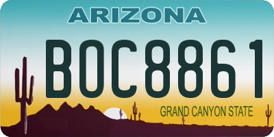 AZ license plate BOC8861