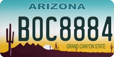 AZ license plate BOC8884