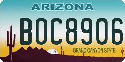 AZ license plate BOC8906