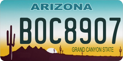 AZ license plate BOC8907