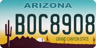 AZ license plate BOC8908
