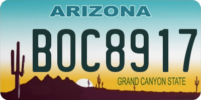 AZ license plate BOC8917