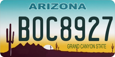 AZ license plate BOC8927