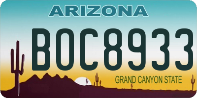 AZ license plate BOC8933