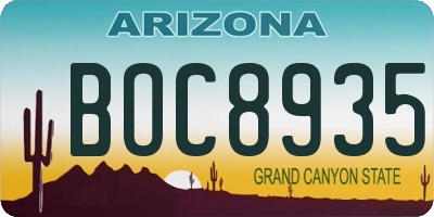 AZ license plate BOC8935