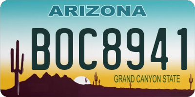 AZ license plate BOC8941