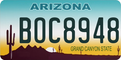 AZ license plate BOC8948