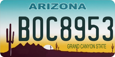 AZ license plate BOC8953