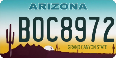 AZ license plate BOC8972