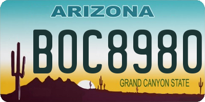 AZ license plate BOC8980