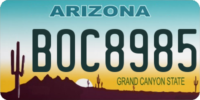 AZ license plate BOC8985