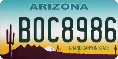AZ license plate BOC8986