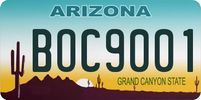 AZ license plate BOC9001