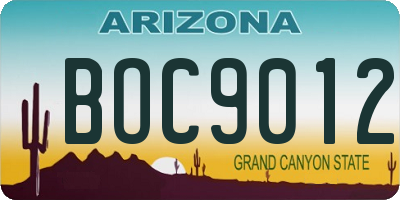 AZ license plate BOC9012
