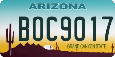 AZ license plate BOC9017