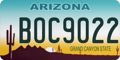 AZ license plate BOC9022