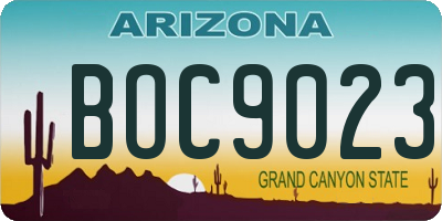 AZ license plate BOC9023