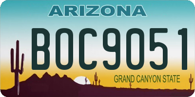 AZ license plate BOC9051