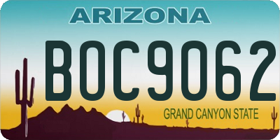 AZ license plate BOC9062