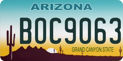 AZ license plate BOC9063