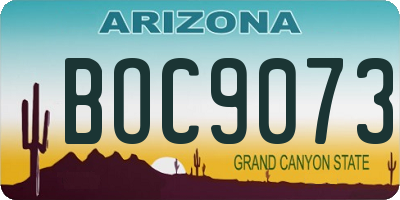 AZ license plate BOC9073