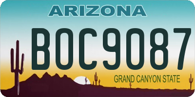 AZ license plate BOC9087