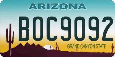 AZ license plate BOC9092