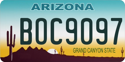 AZ license plate BOC9097