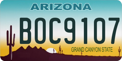 AZ license plate BOC9107
