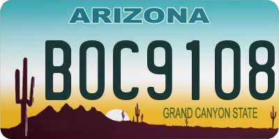 AZ license plate BOC9108