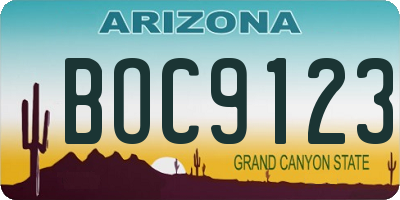 AZ license plate BOC9123