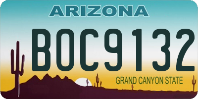 AZ license plate BOC9132