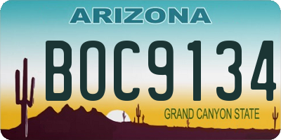 AZ license plate BOC9134