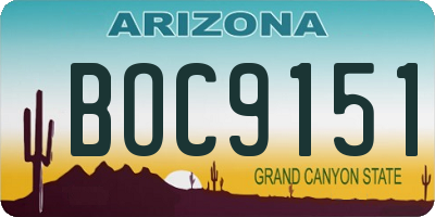 AZ license plate BOC9151