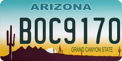 AZ license plate BOC9170