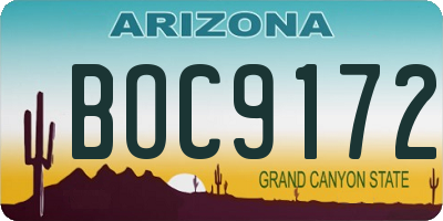 AZ license plate BOC9172