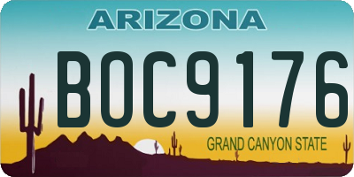 AZ license plate BOC9176