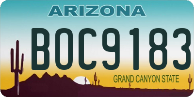 AZ license plate BOC9183