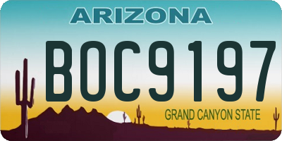 AZ license plate BOC9197
