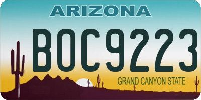 AZ license plate BOC9223