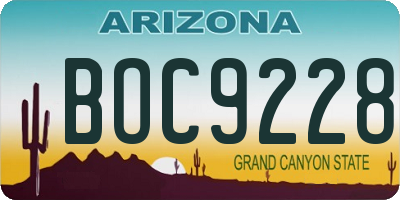 AZ license plate BOC9228