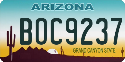 AZ license plate BOC9237