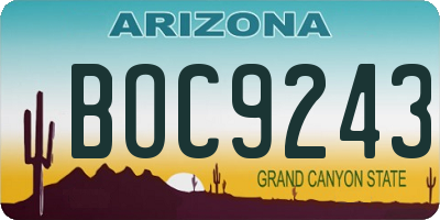 AZ license plate BOC9243