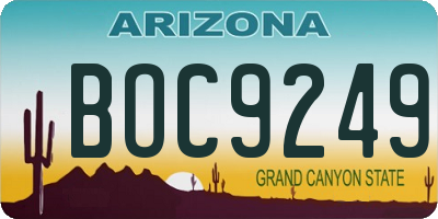 AZ license plate BOC9249