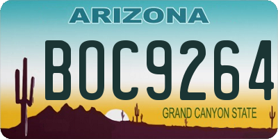AZ license plate BOC9264