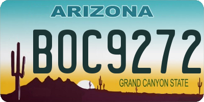 AZ license plate BOC9272