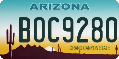 AZ license plate BOC9280