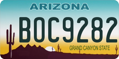 AZ license plate BOC9282