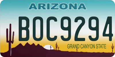 AZ license plate BOC9294