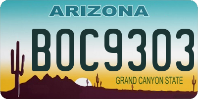 AZ license plate BOC9303